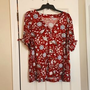 Loft Button Up Red Top